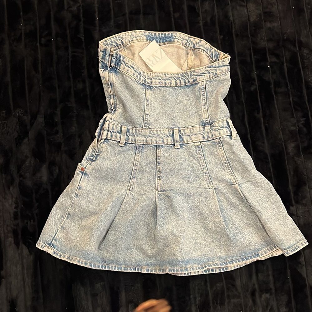 Zara PLEATED TRF DENIM DRESS - Picture 3 of 7